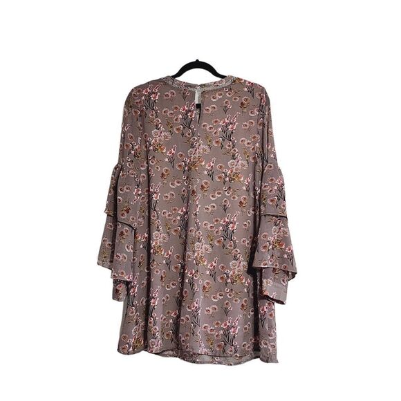 Lulus gray & mauve Ling sleeve mini dress - Picture 2 of 6